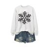Women's Loose Comfortable Casual And Fashionable Round Neck Snowflake Pattern Printing Long Sleeved Sweatshirt