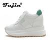 Fujin 9cm Women Shoes Genuine Leather Platform Wedge Sneakers Hidden Heel Chunky Shoes for Spring Autumn Summer Shoes Women