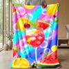 Fruit and Beverage Fusion Theme blanket Lightweight Warm Flannel Blanket Decorative Throw Blanket for Home Decoration