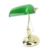 Банковская лампа с абажуром из зеленого стекла, теплая настольная винтажная библиотечная лампа с выключателем на цепочке, железное основание