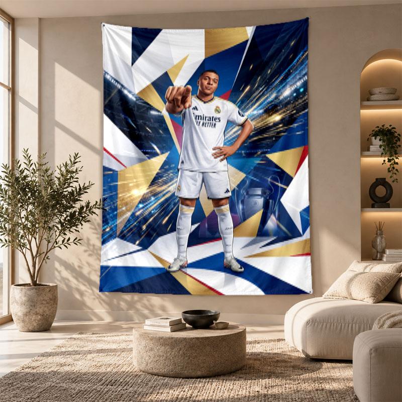 Decorative Tapestry,Kylian Mbappe Printed Wall Art, Lightweight Wall Hanging For Bedroom Background