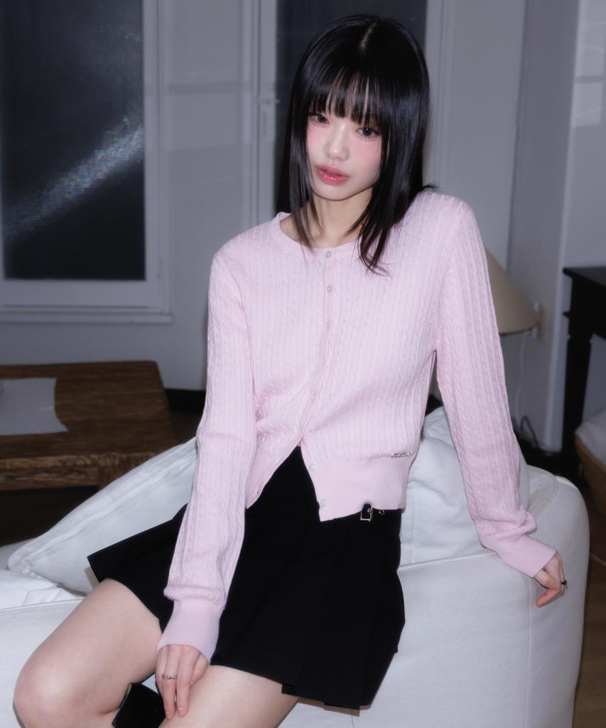 Rose Franz Double Buckle Pleat Mini Skirt [Black]