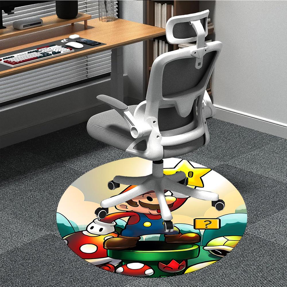 1pc Mario Adventure Office Round Area Rug, Under Office Chairs Bedroom Living Room Home Decor a1022270