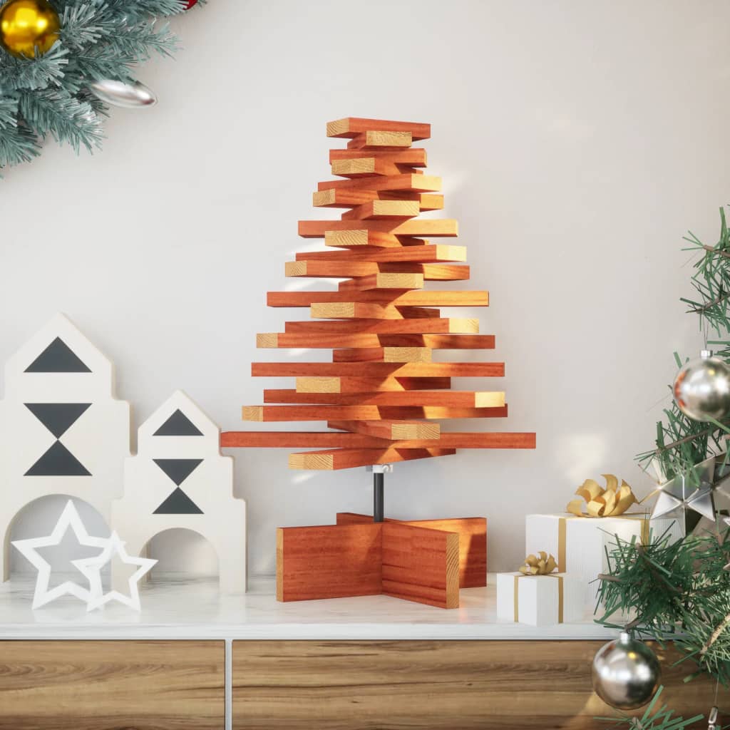Decorative Christmas Tree Wax Brown 60 cm Solid Pine Wood