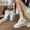Fashion Women's White Sneakers Spring Autumn Fashion Cross Tied Outdoor Non Slip Flats Comfortable Height Increase Vintage Casual Shoes
