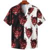 Shirt for Men Cuban Collar Devil Print Men's 3D Shirt Fashion Streetwear Summer Short Sleeve Top Trendy New Men's Clothing