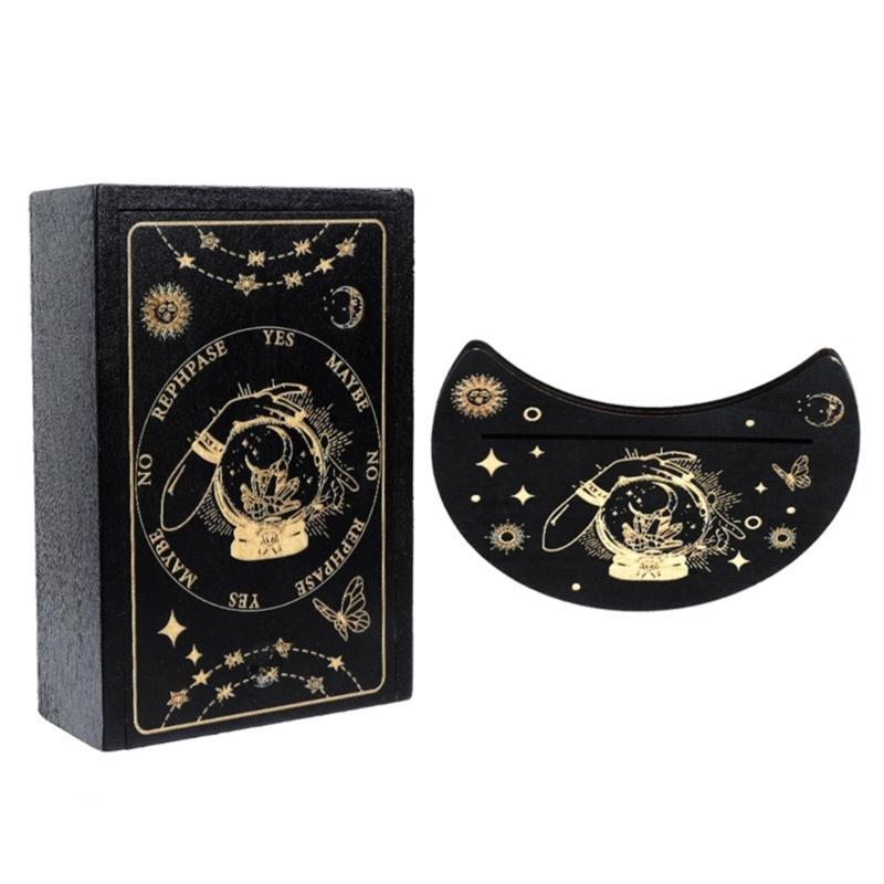 Astrology Trinkets Box Organizers Portable Tarots Cards Storage Box Wood Divination Storage Box Case with Card Holder