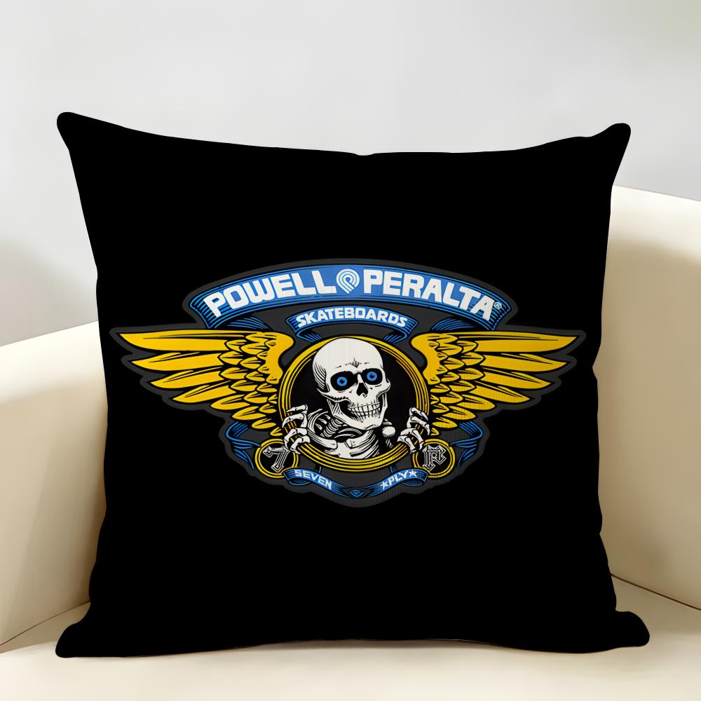 PPowell PPeralta Skateboard Cushion Cover Natural Linen Organic Fabric DoubleSided Printing Room Sofa Decor Pillow Case
