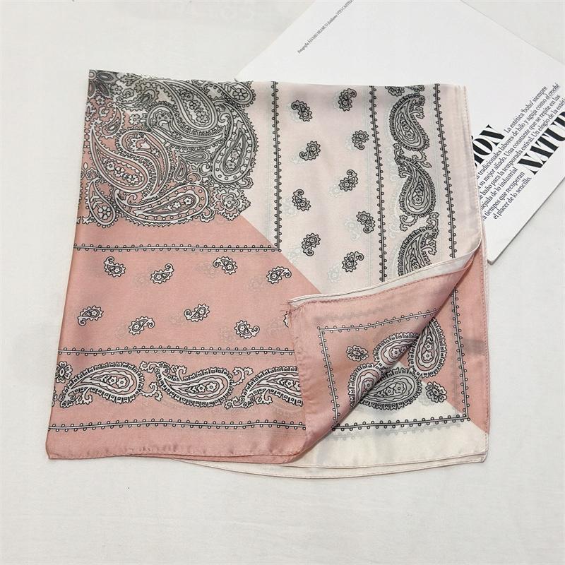 Scarf with print, women' synthetic silk, gift scarf, 70x70