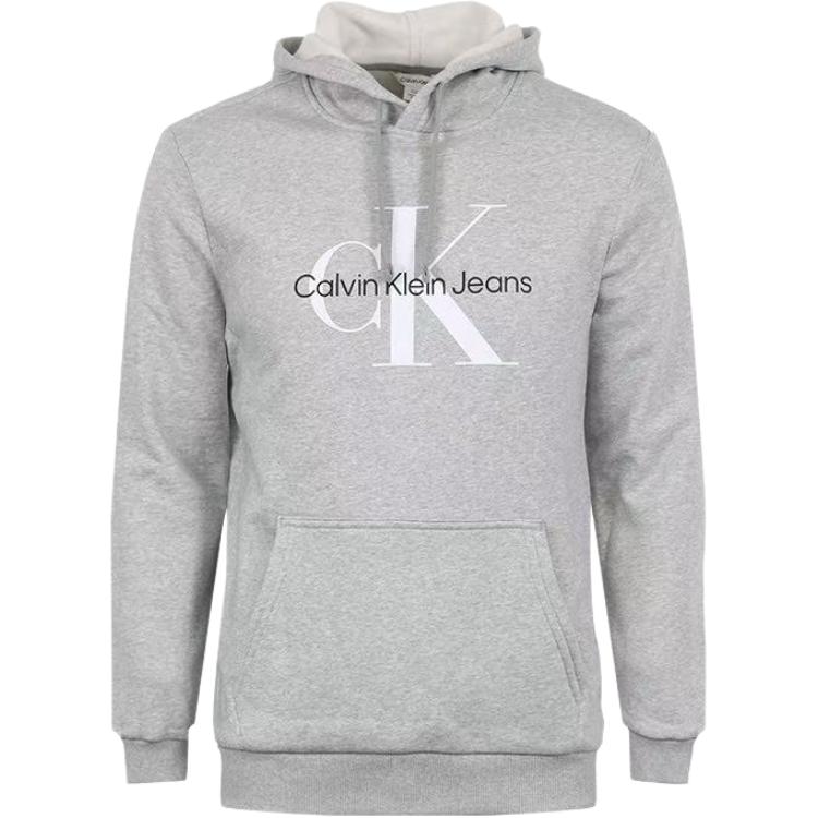 Calvin Klein Minimalist Comfortable Versatile Hooded Drawstring Long Sleeve Sweatshirt Men Sweatshirt Gray 40GC201-082