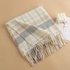 Fashionable Plaid Scarf for Women Japanese and Korean Sweet Imitation Cashmere Scarf Neck Protection Cold Proof Commuting Scarf