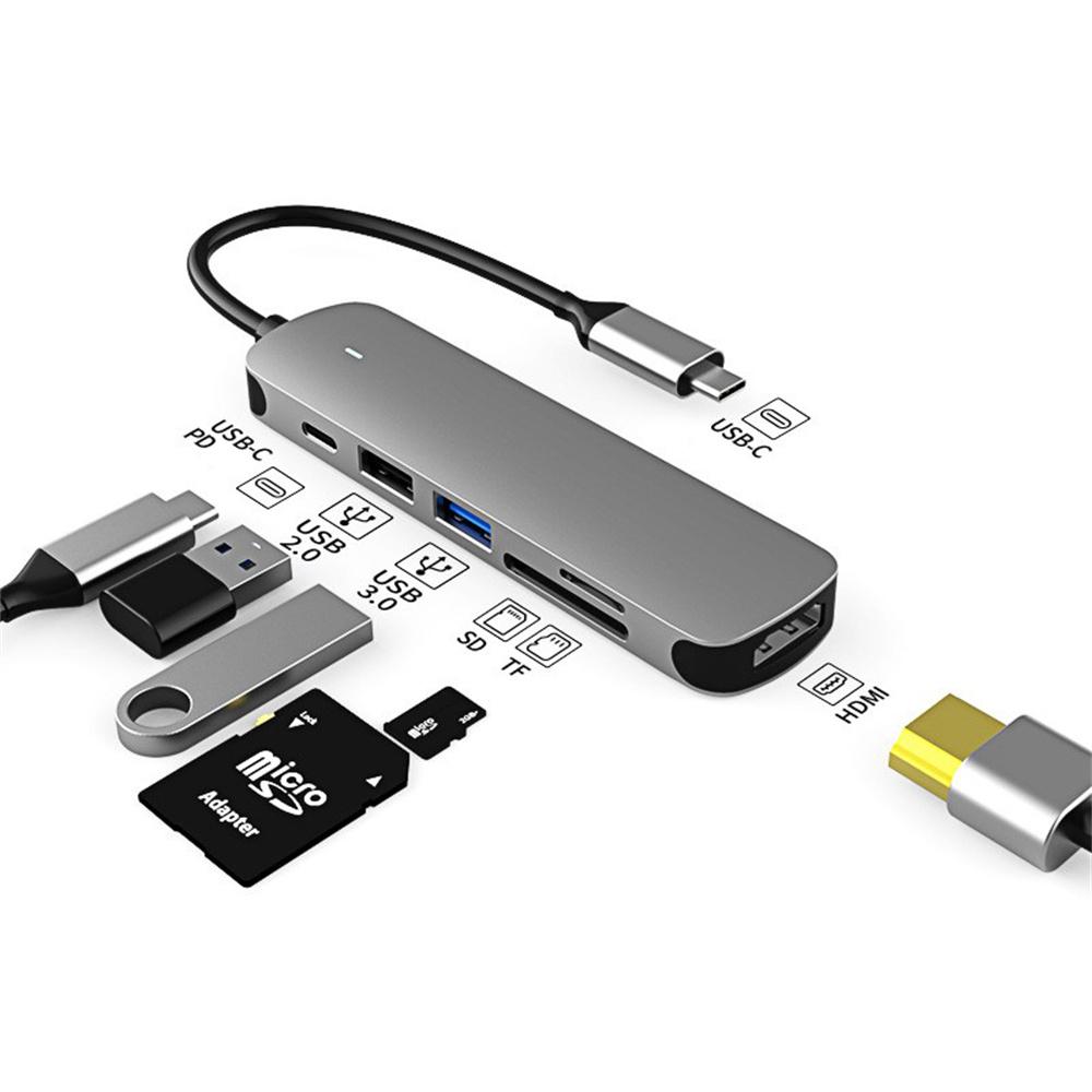 Док-станция 6-в-1 Type-C Многофункциональный хаб USB3.0 Для большинства компьютеров
