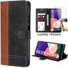 Flip Case for Samsung Galaxy A22 5G Brown Two-Tone Leather Effect + 2 Tempered Glasses
