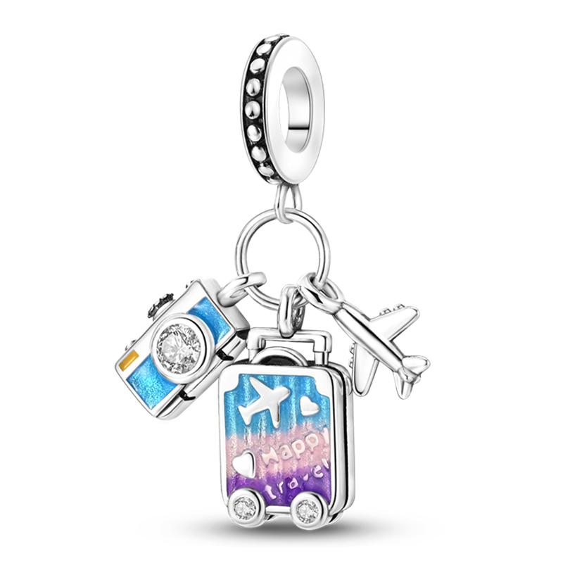 925 Серебряный цвет драгоценный камень бабочка светящийся светлячок фиолетовый подвески подвески подходят 925 оригинальные браслеты DIY вечерние ювелирные изделия подарок