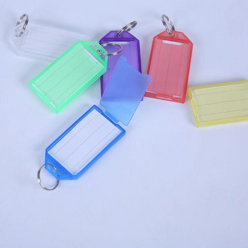 20Pcs Tough Plastic Key Tags with Split Ring Label Window Assorted Colors