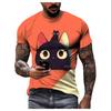 Летняя мода повседневная мужская футболка с рисунком мультяшного кота 3D-печатью, новая забавная футболка с круглым вырезом в стиле Харадзюку