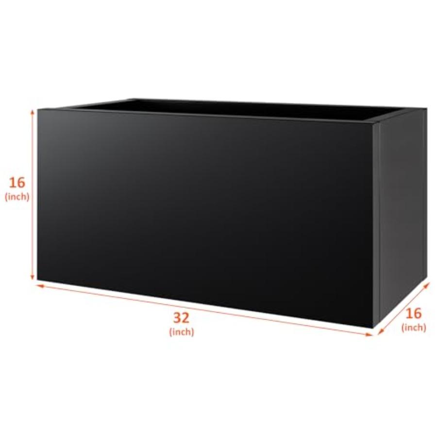 32x16x16 Большой металлический ящик-кашпо, прочный, устойчивый к ржавчине стальной кашпо с дренажным отверстием, современный прямоугольный кашпо для улицы