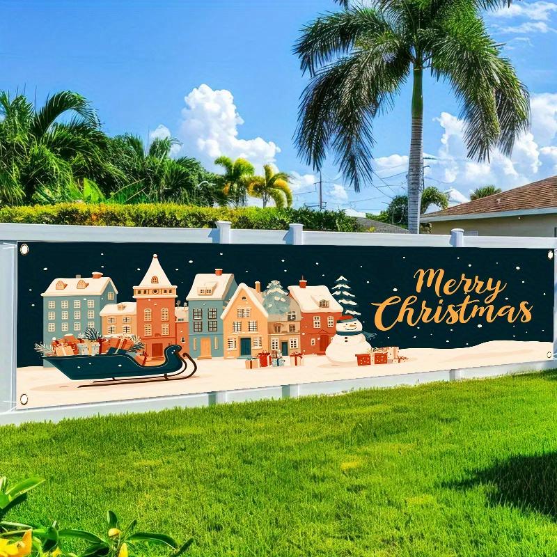 Christmas Fence Banner, Gingerbread House Snowman Sled and Gifts, Wishing You a Joyful Christmas Decor