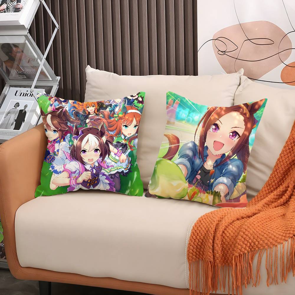 Аниме U-Uma Musume Pretty DerbyS Наволочка Мягкая Плюшевая Ткань Двусторонняя Печать Декоративная Для Дома Гостиной Подарок Чехол для Подушки
