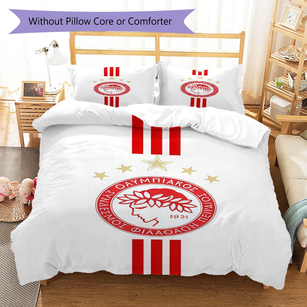 Olympiacos Bedding Quilt Set Quilt Cover Pillowcase Home Decoration Birthday Gift (1 * duvet cover + 2 * pillowcase, without core)