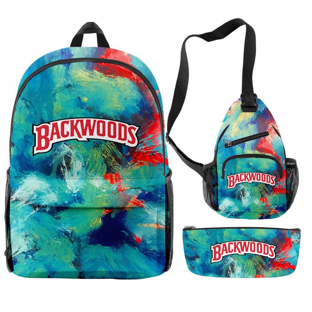 Backwoods Cigar 3D Цифровая Печать Модный Кампус Уличный Рюкзак Набор из Трех Предметов