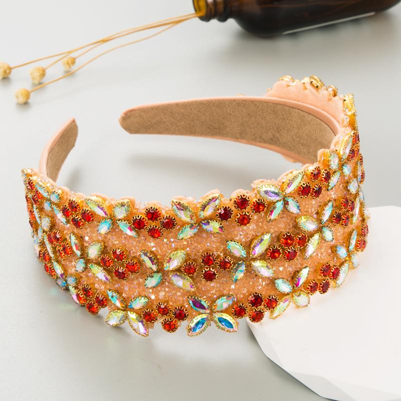 Женская повязка на голову в стиле барокко, красочная повязка на голову с широкими краями, полностью кристальная