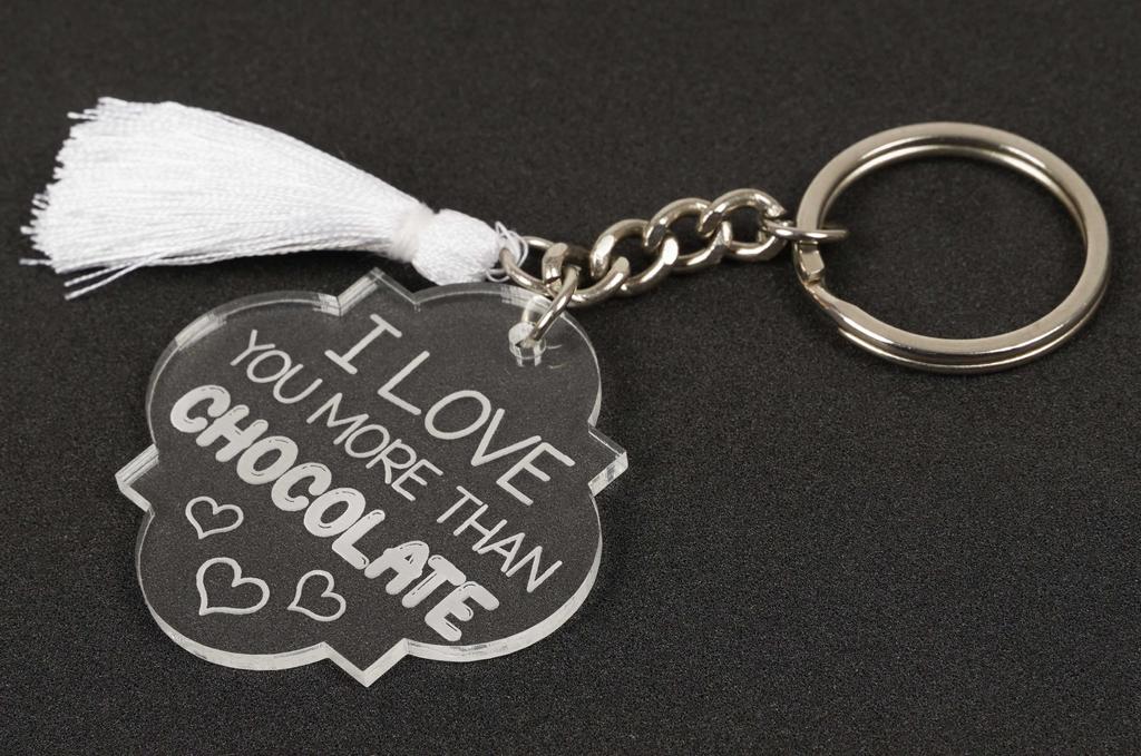 Inkdotpot Acrylic KeyChain Engraved Chocolate Lover Key Holder Housewarming