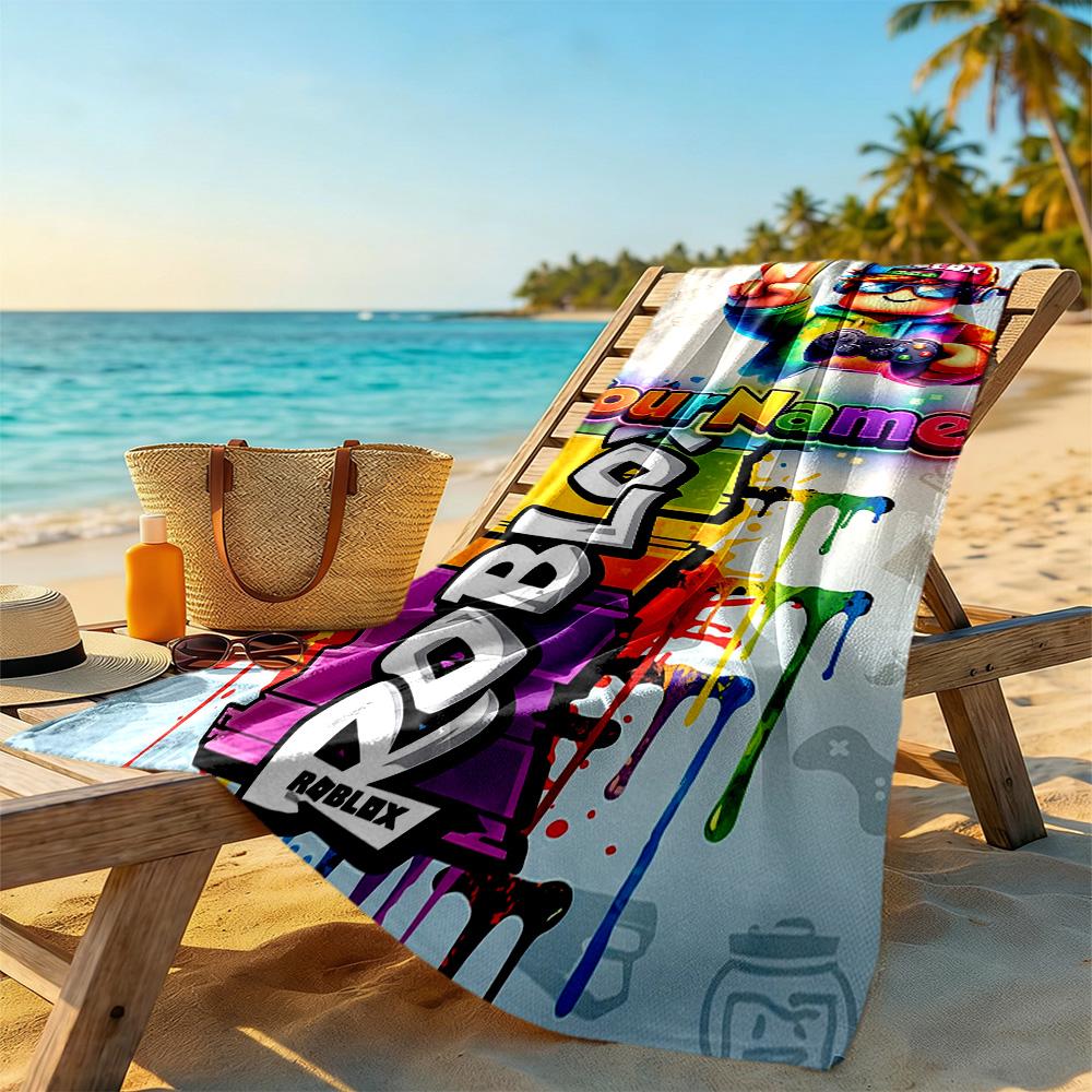 Roblox Personalized Text Beach Towel Super Soft Microfiber Quickdry Fabric Suitable for Swimming Gym Camping Yoga Vacation