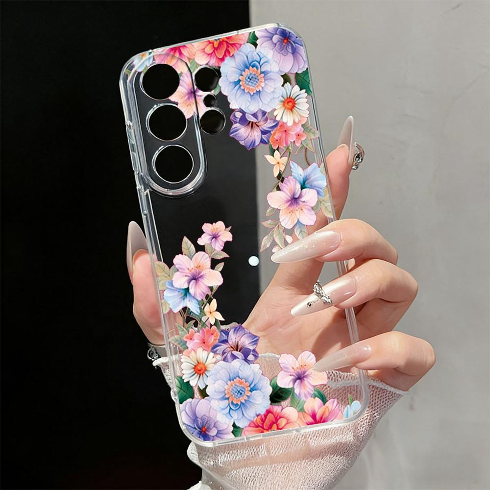 Милый Цветочный Прозрачный Чехол с Ромашками для Samsung Galaxy S26 S25 S23 S22 Ultra Plus Прозрачный Мягкий ТПУ Ударопрочный Цветочный Чехол