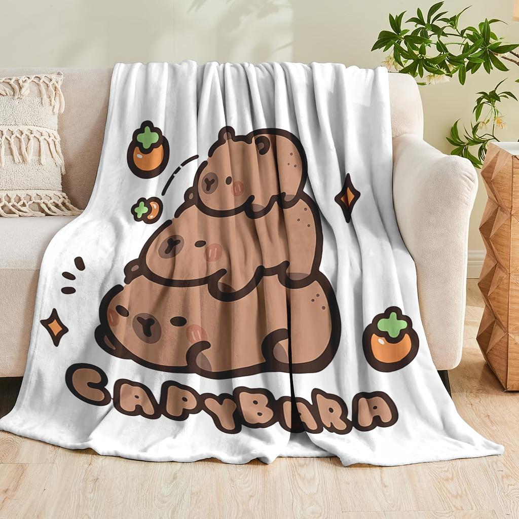 1pc Printed Blanket Featuring Cute Capybaras, a Soft And Skin-Friendly Flannel Throw Perfect for The Bedroom Or Sofa, Providing Comfort And Warmth Sui