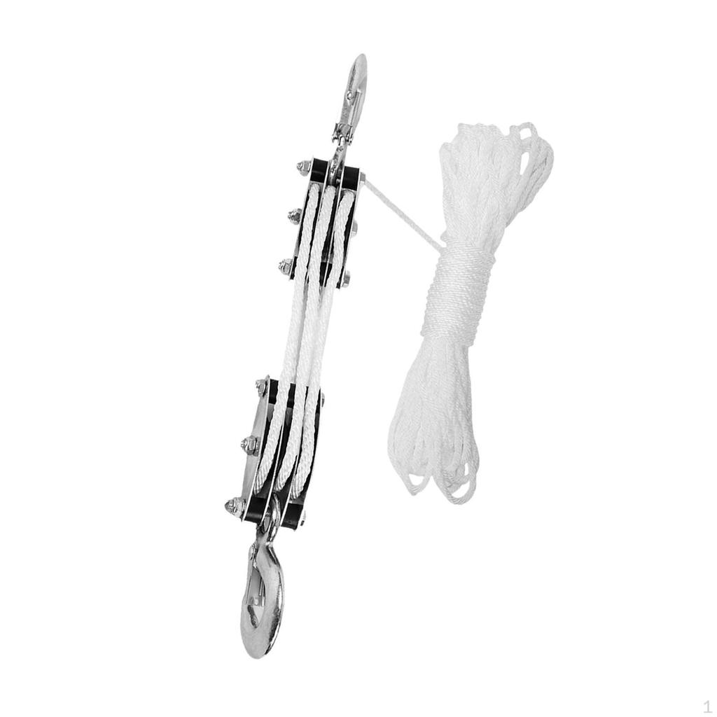 Блок канатной тали и полиспаста, система шкивов, портативный, сверхпрочный, вращающийся на 270 градусов крюк