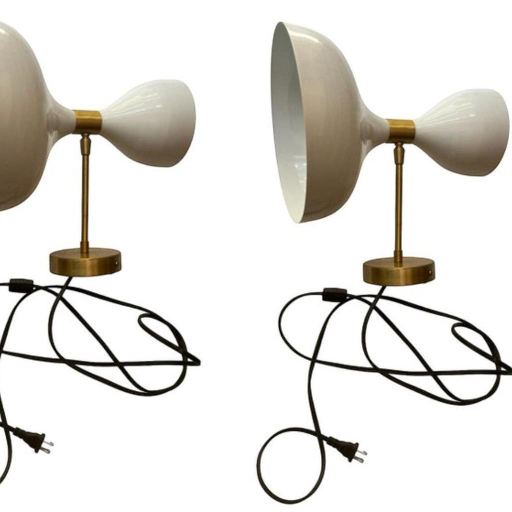 Бело-золотые настенные бра Diabolo Mid Century Modern | Настенные светильники Double Sputnik | Лампа для туалетного столика в итальянском стиле | Освещение в стиле ретро 1950-х годов