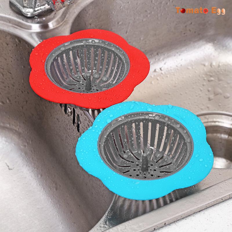Kitchen Mesh Sink Drain Silicone Strainer Flower Shape Bathroom Drain Hair Filter Fine Hole Drain Trap Waste Screen