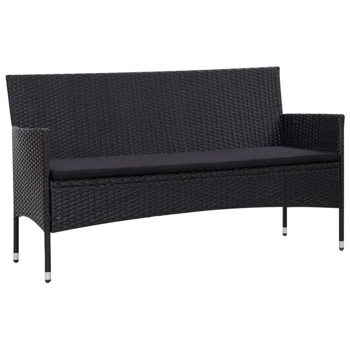 VidaXL Salon de jardin 5 pcs avec coussins Résine tressée Noir