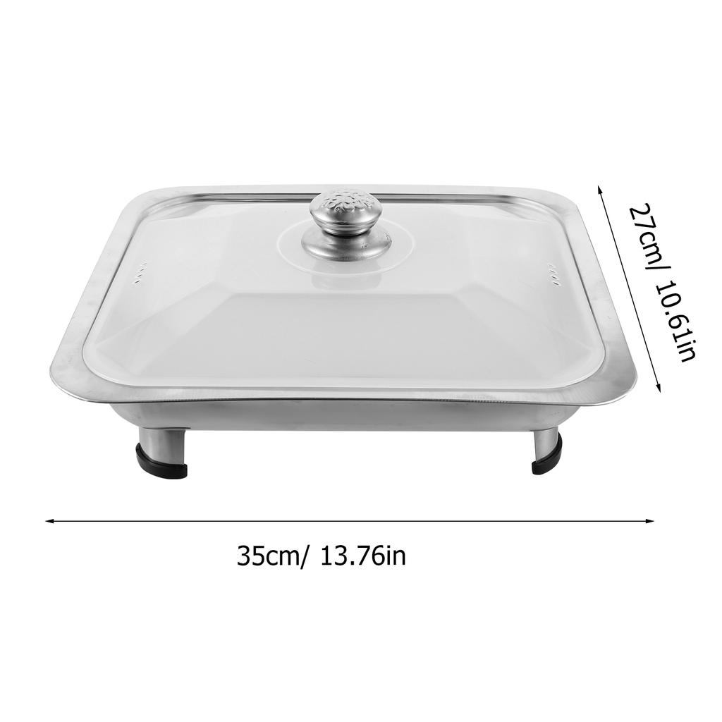 Stainless Steel Dinner Plate Food Tray Buffet Rectangular Trays Lids Kitchen Chafing Dishes Practical Easy Clean Anti Slip Legs