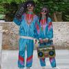 Женский спортивный костюм 80-х годов, ретро-хип-хоп, диско-наряд, куртка с цветными блоками, эластичная
