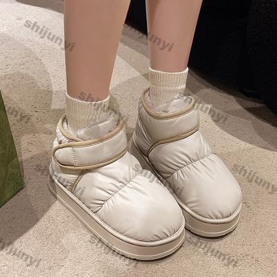 Женские зимние ботинки 2024 года, зимние водонепроницаемые хлопковые тапочки, теплые, нескользящие, для дома, на платформе, плюшевые, теплые, удобные, из хлопка