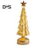Стеклянная фигурка рождественской елки, настольное украшение на елку со светодиодными лампами, праздничный декор, светящийся конус для елки для домашнего офиса, вечеринок, центральное украшение стола