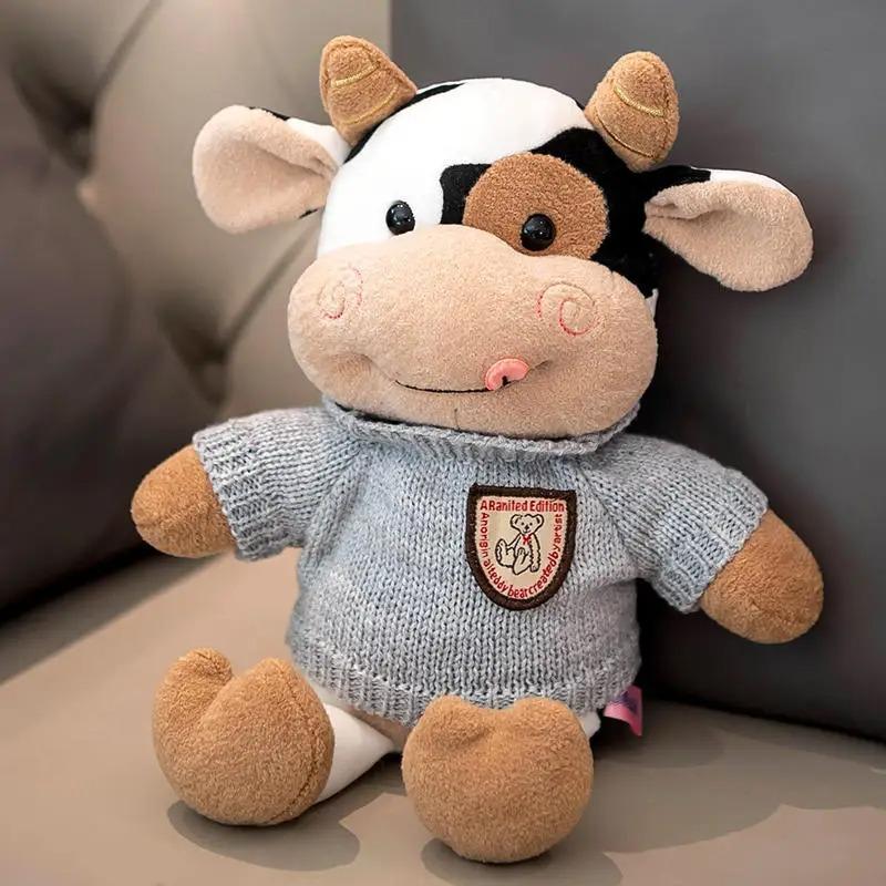 Милая плюшевая игрушка корова, мягкая игрушка животное, кукла, подарок на фестиваль, подарок на день рождения, украшение для дома, мягкие игрушки животные для мальчиков
