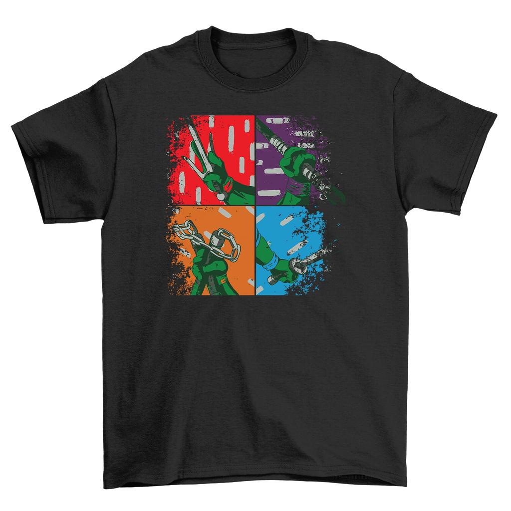 Turtle POP ART T-Shirt Mens Womens Tees Top Ninja, Dude! Vibrant colors unite in this hilarious