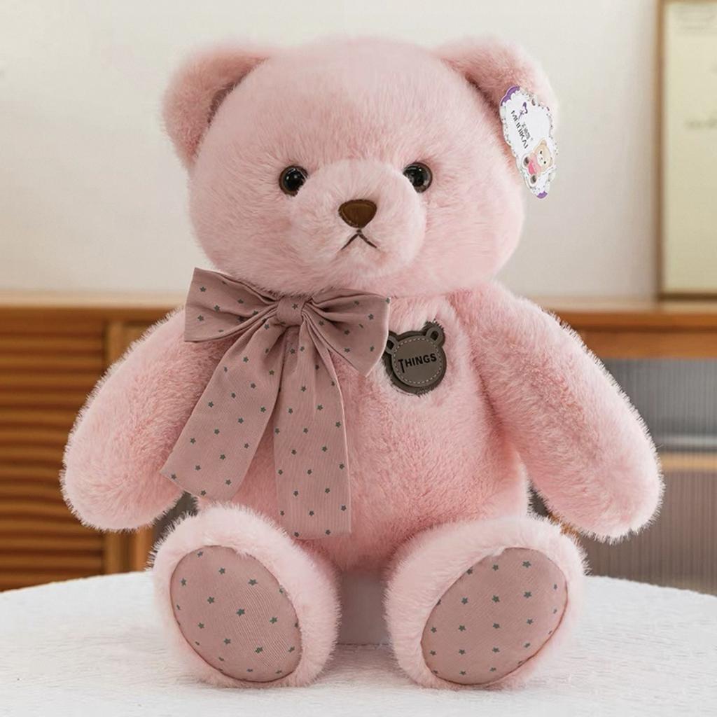 Новый плюшевый мишка Тедди золотисто-соболиного цвета, милая кукла-мишка с бантом, детская кукла-подушка