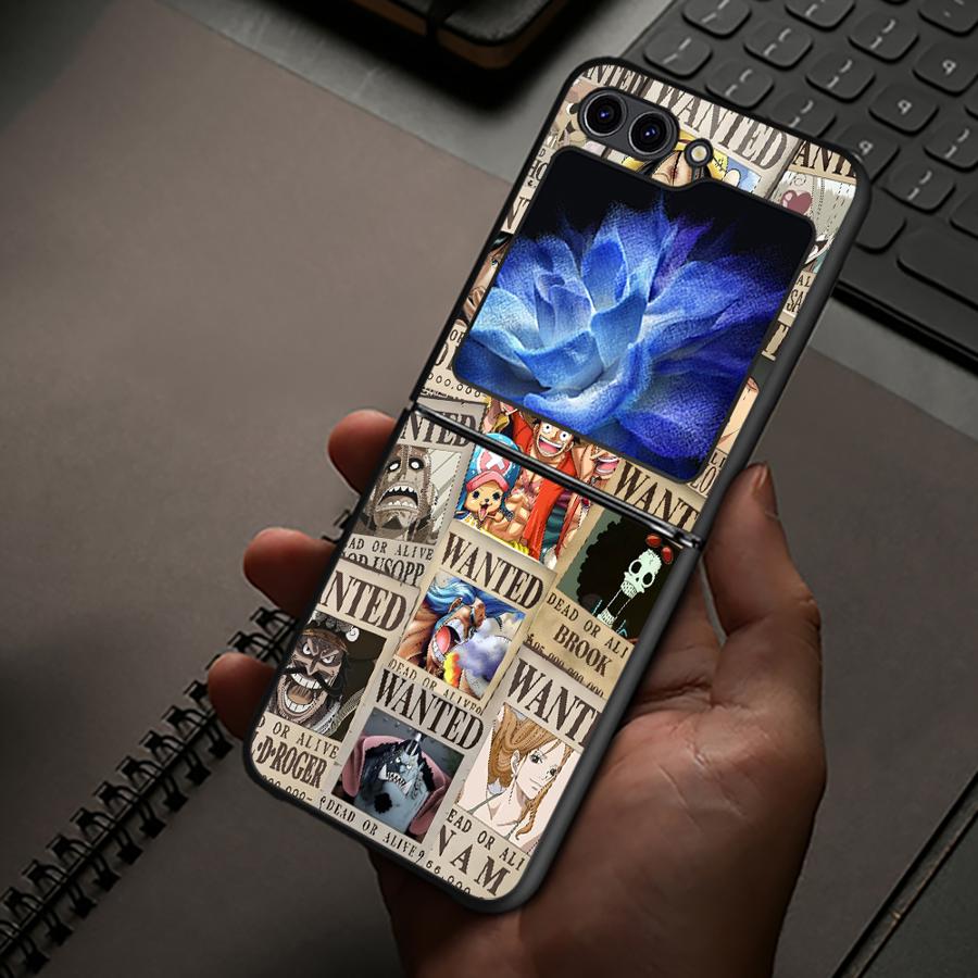 Hard Phone Cover Case for Samsung Galaxy ZFlip5 Z Flip 7 6 5 4 3 ZFlip6 ZFlip3 ZFlip4 ZFlip7 FE One Piece Captain Luffy