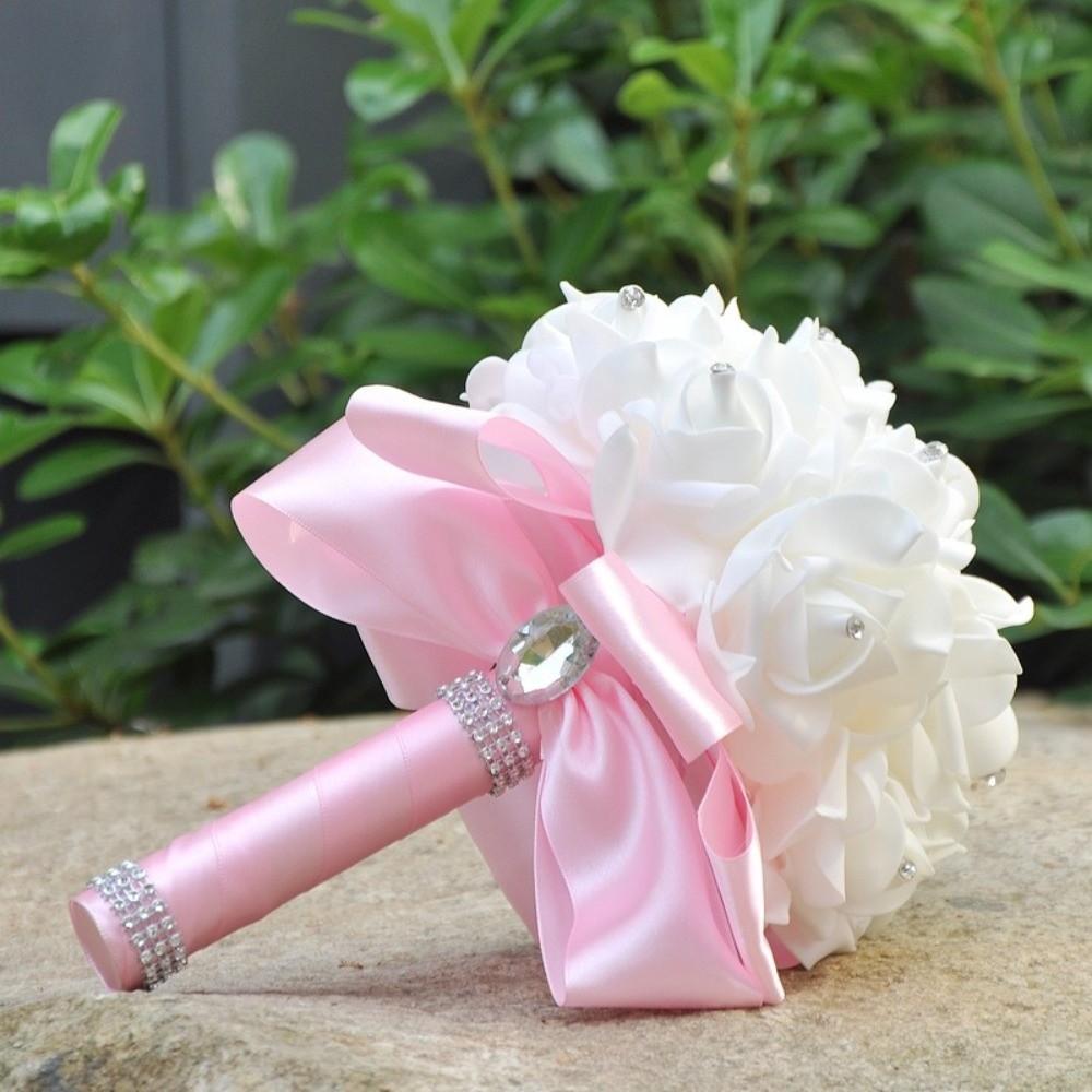 Satin Rose Flower Bouquet Romantic Artificial Rose Flower Bridal Wedding Bouquet Bridal Wedding