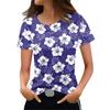 Модные футболки для женщин, летние женские топы, 3D-принт с цветочным принтом, V-образный вырез, короткие рукава, женская футболка большого размера