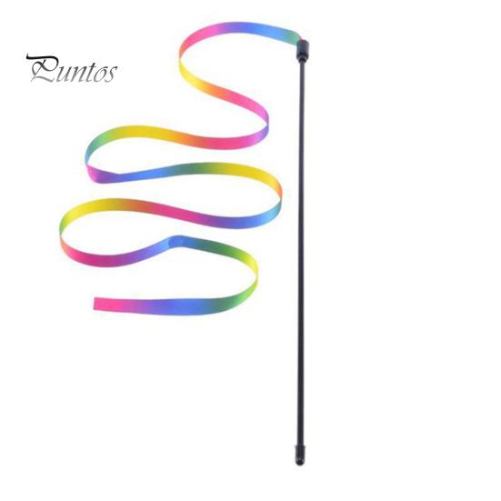 2Pcs Cat Stick Interactive Toy Double-Sided Rainbow Webbing Tease Scratch-Resistant Bite-resistant Entertaining Cat