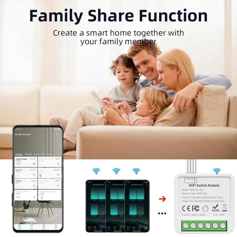 Tuya WiFi Smart Switch Module 1/2/3/4 Gang Dual Way Control через Smart Life APP Alexa Home Yandex Alice Voice Control
