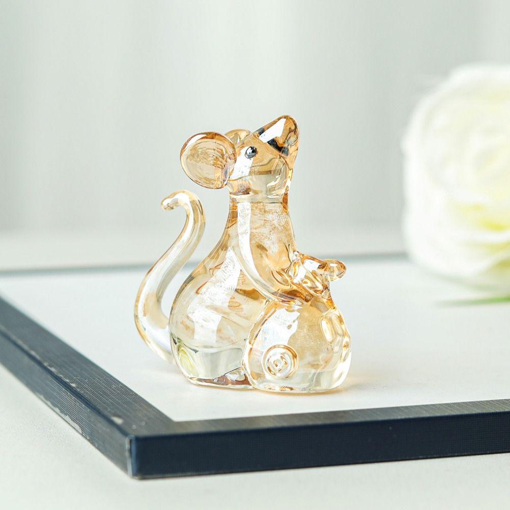 Attracting Wealth Mouse Rat Figurine Exquisite Table Ornaments Crystal Rat Ornament Desktop