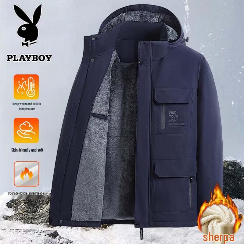 PLAYBOY Мужское зимнее пальто со съемной подкладкой из натуральной овчины