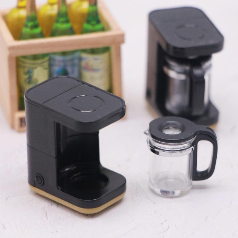 1:12 Scale Coffee Machine Coffee Maker Rotend-Play Kid Cookware Kitchen Realistic Double Houses Cooking Cookware
