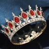 Baroque Round Crown for Bridal Wedding Royal Queen King Tiara Birthday Party Performance Head Accessories Diadem Jewelry